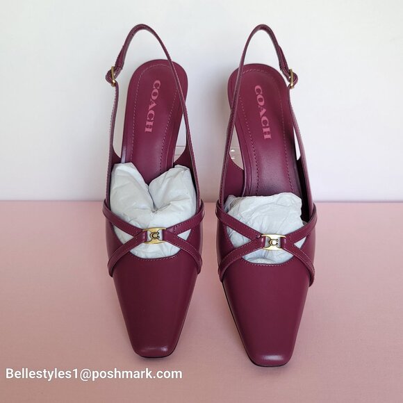 COACH Rowyn Smooth Leather Slingback Pumps- Pink- Women’s Size 8.5B ⭐ - Picture 7 of 16
